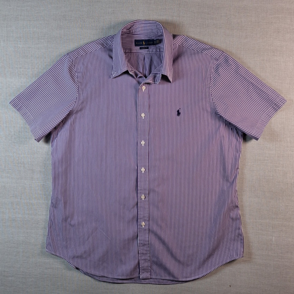 Polo Ralph Lauren Button Down Mens XL Purple White Striped Classic Fit Shirt